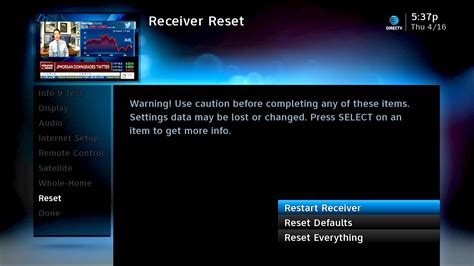 how to reset DIRECTV box